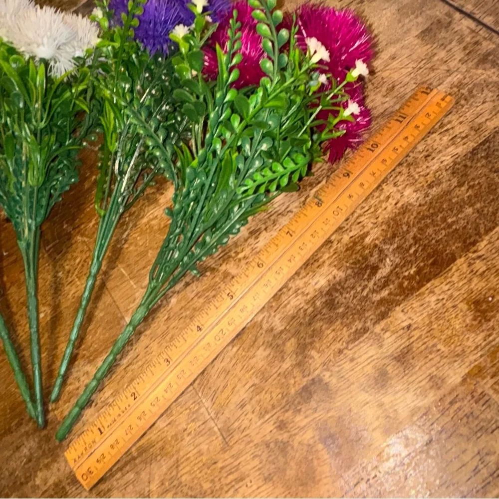 4 Bundles Artificial Flowers Fake Outdoor Plants Faux Vibrant Multicolor